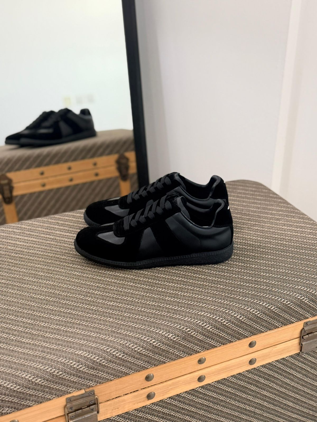 Maison Margiela Follow Replica Wedge Sneakers in Suede & Leather