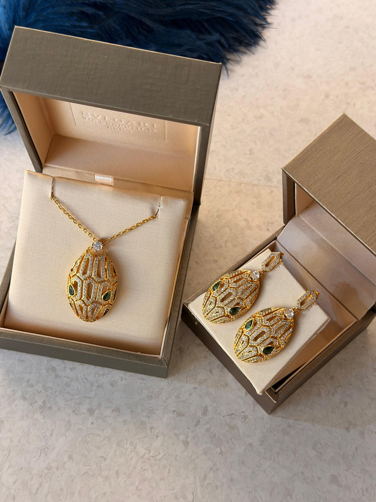 Bvlgari Serpent Set Necklace & Earings Swarovski Stones