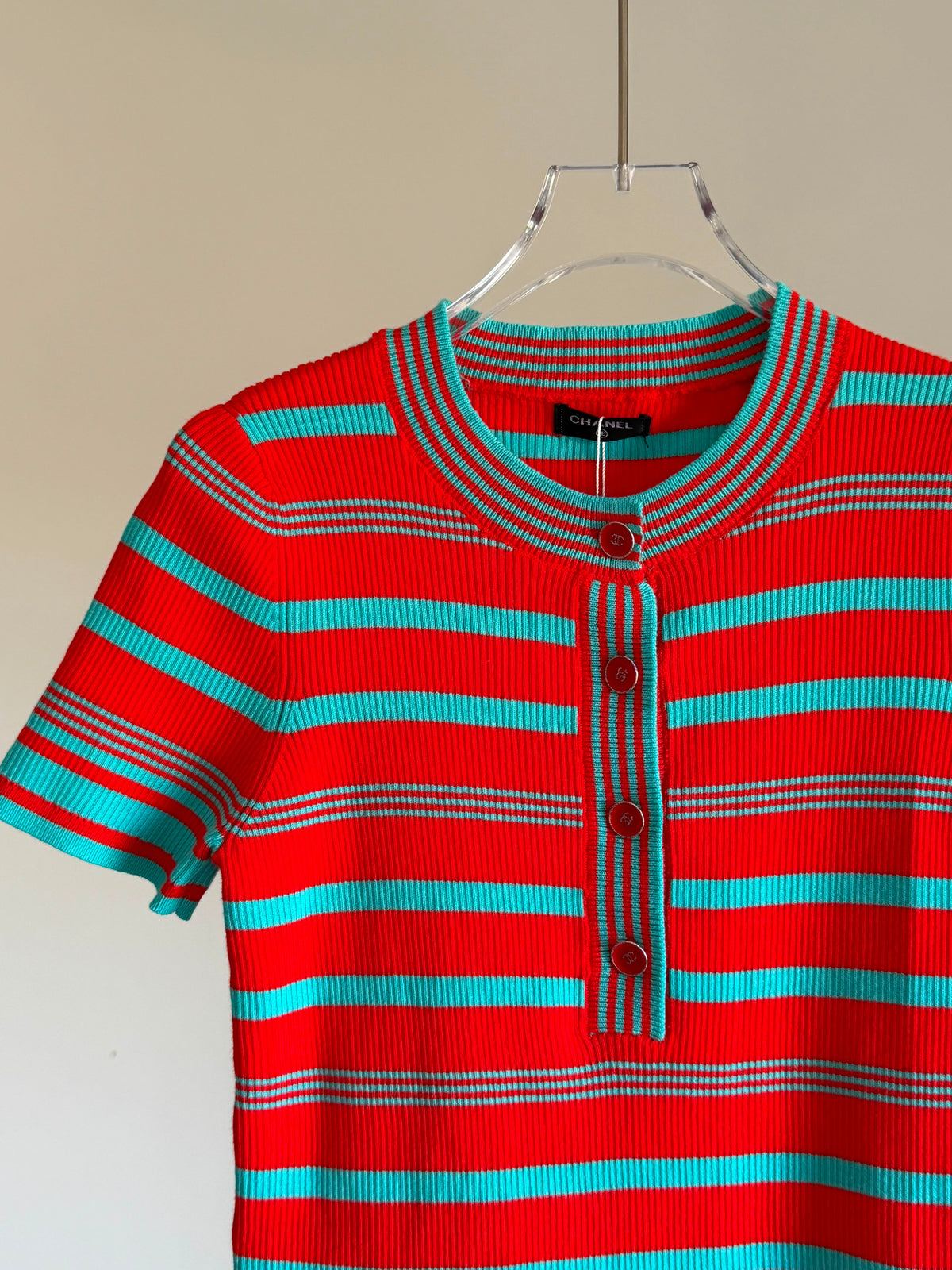 Chanel Top - Cotton, red & turquoise