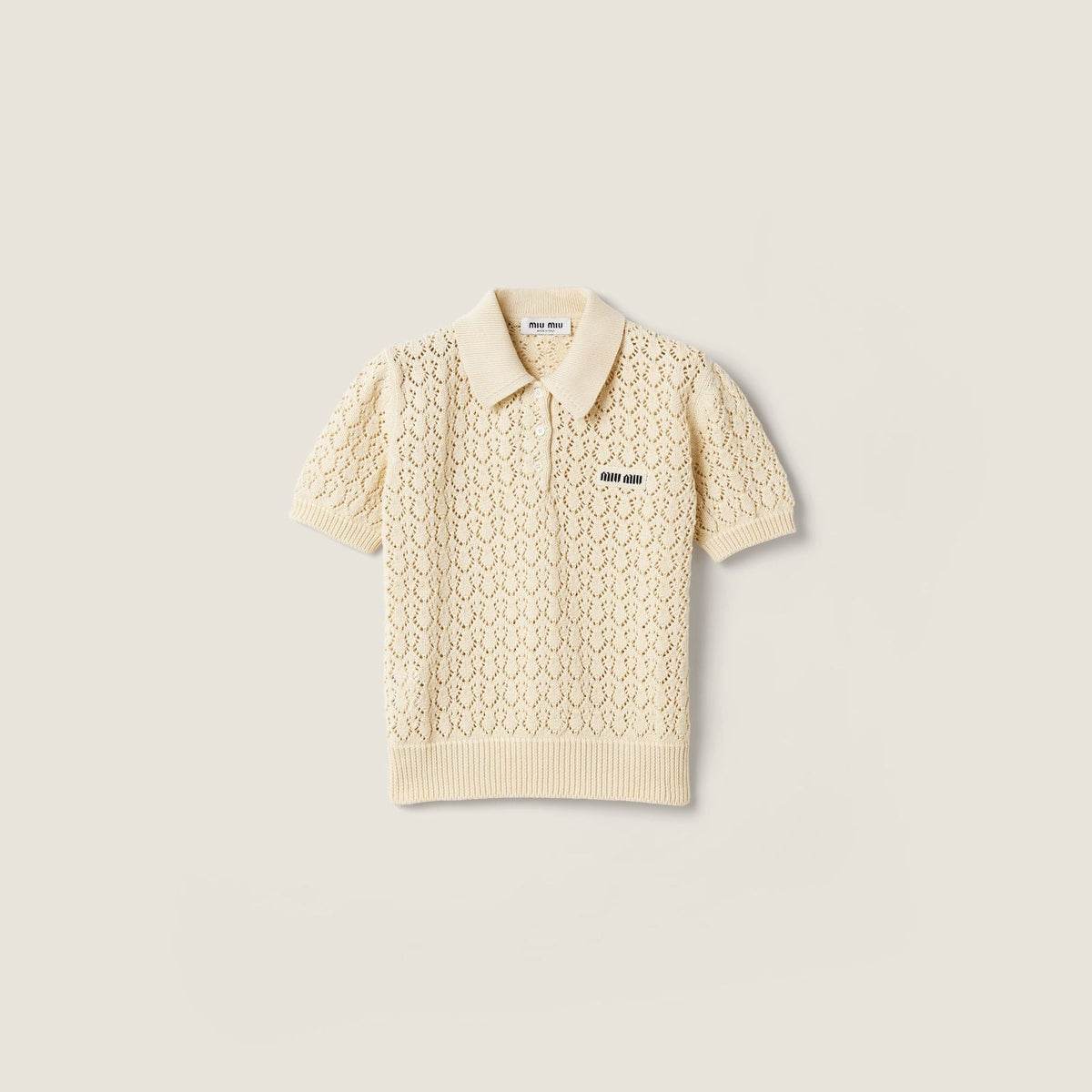 Ivory Cotton Polo Shirt | Miu Miu