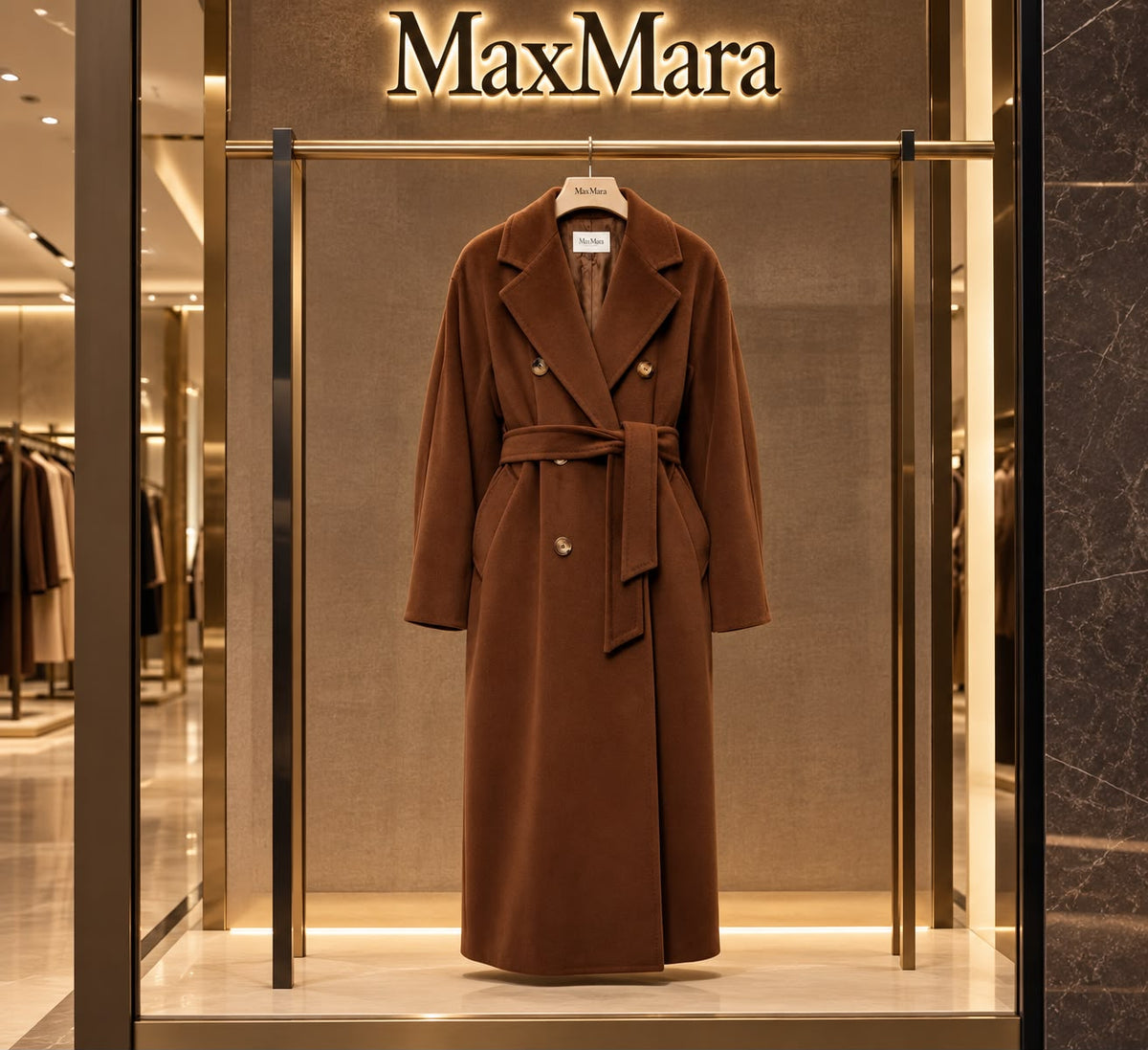 MaxMara 101801 Icon Coat (Madame Coat) in Tabacco Brown