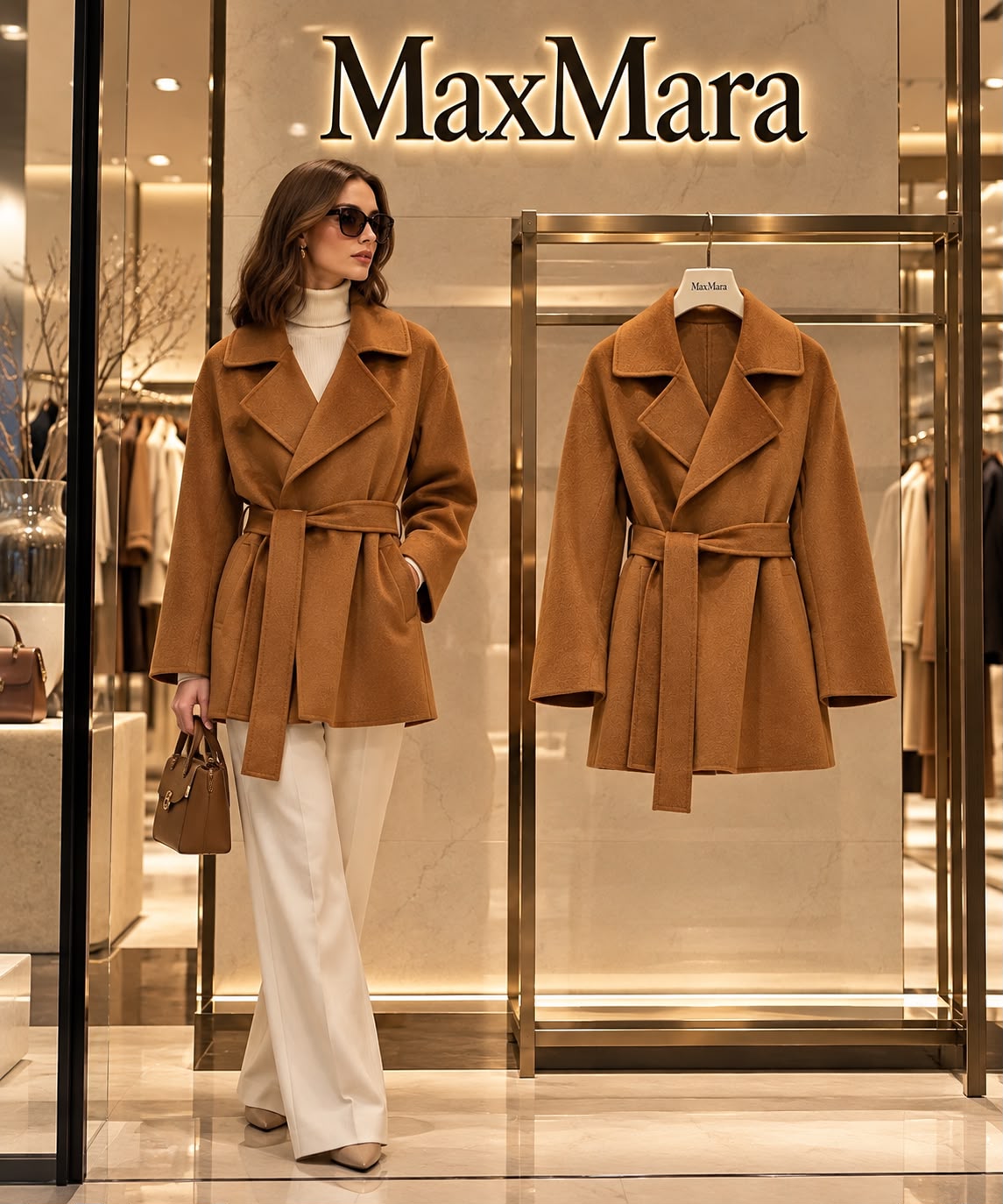 MaxMara Rialto Hooded Camel Hair Wrap Coat