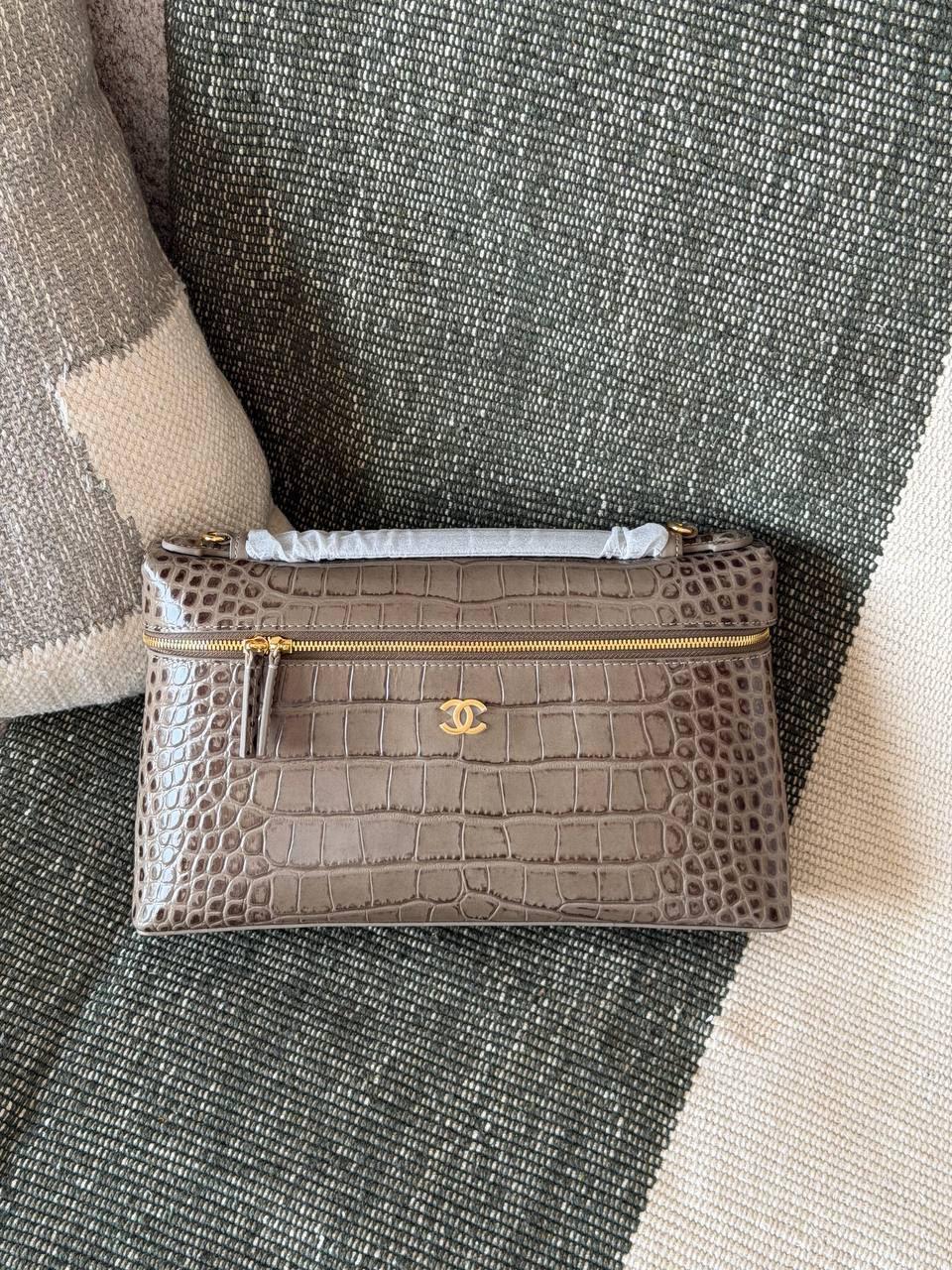 Chanel Crocodile-Embossed Calfskin Slim Vanity with Chain Bag