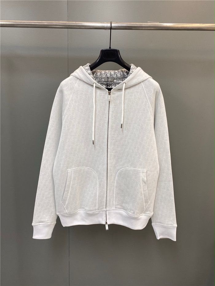 Dior Men Hooded Track Jacket in Cotton and Cashmere Knit