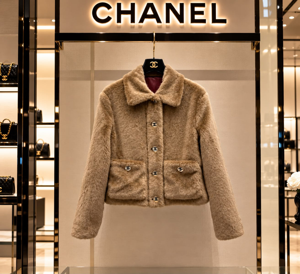 Chanel Winter 2026 Pre-Collection Beige Shearling Jacket