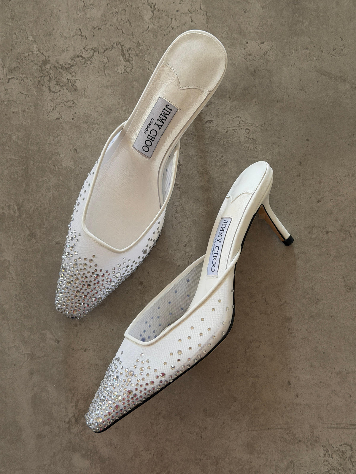 Jimmy Choo Vivi Crystal-Embellished Mesh Mule