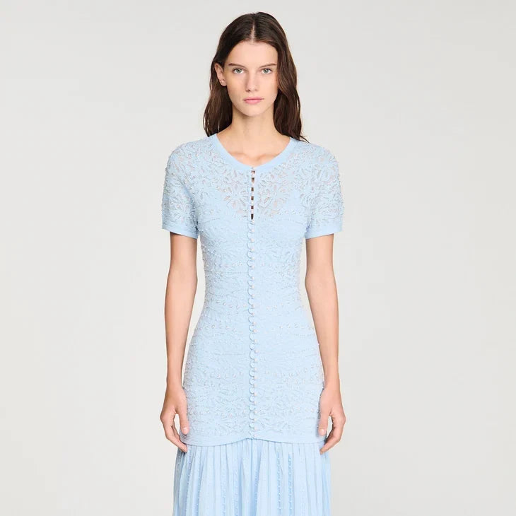 Sandro Levana Beaded Knit Maxi Dress