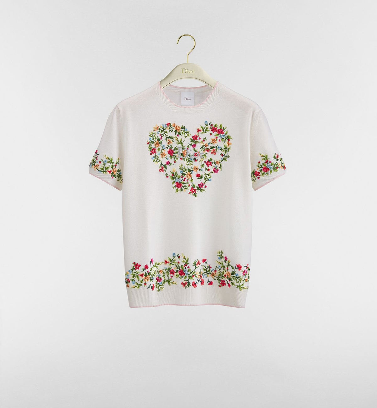 Dior Dioramour Short-Sleeved Embroidered Sweater