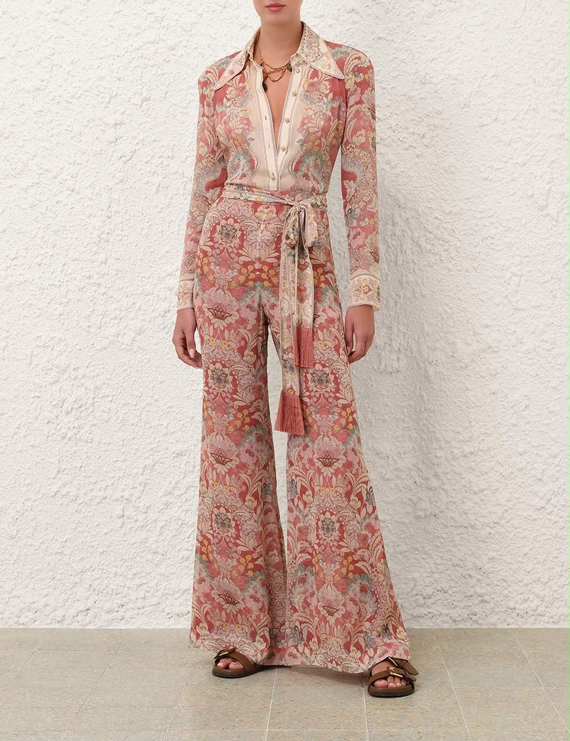 Zimmermann Sundance Tassel Billow Blouse & Harem Pant Set