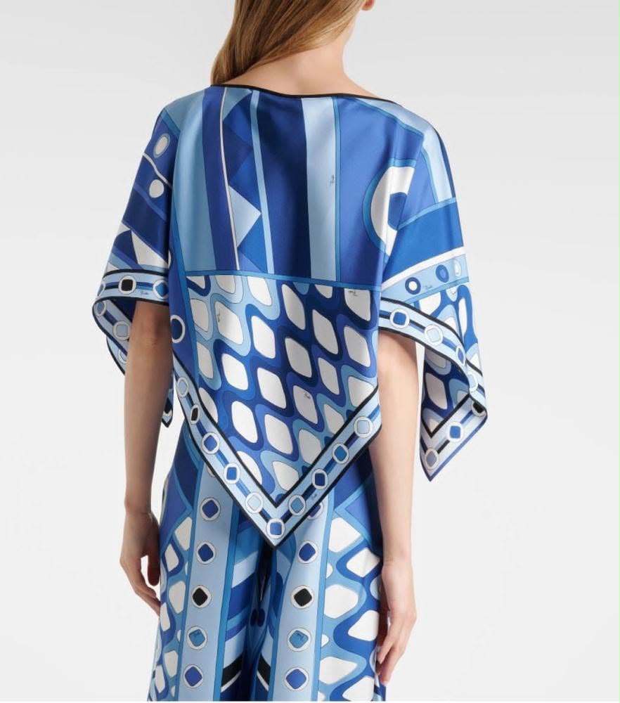 Pucci Blue Vivara Silk Satin Set