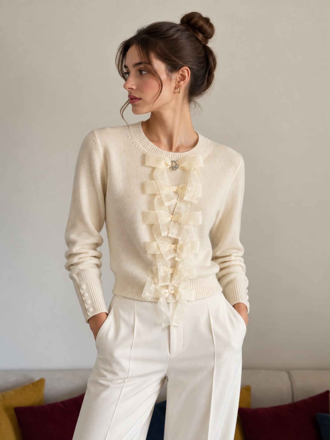 Dior Ribbon Bow Detail Sweater