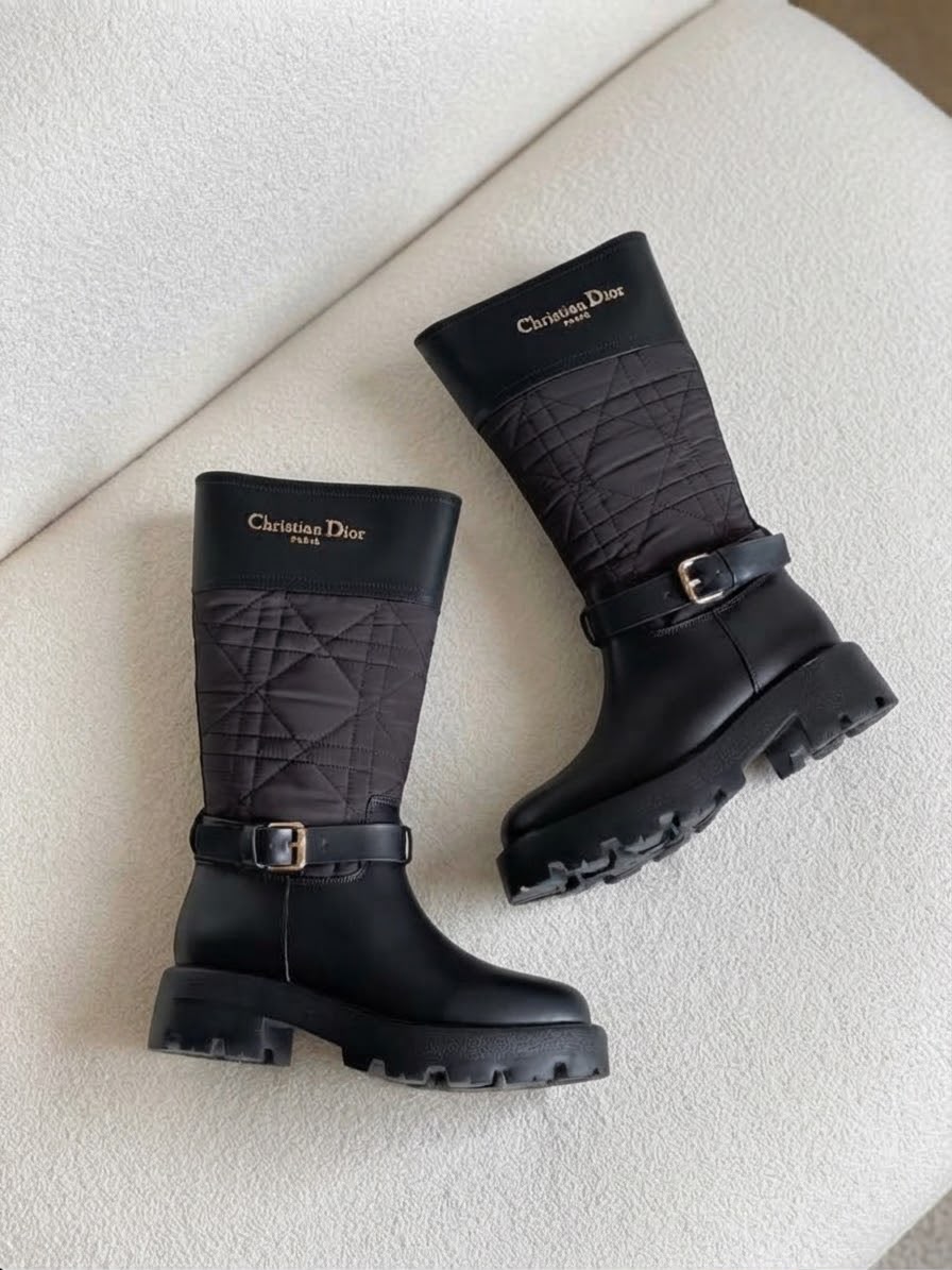 Dior D-Town Boots in Black Calfskin and Nylon
