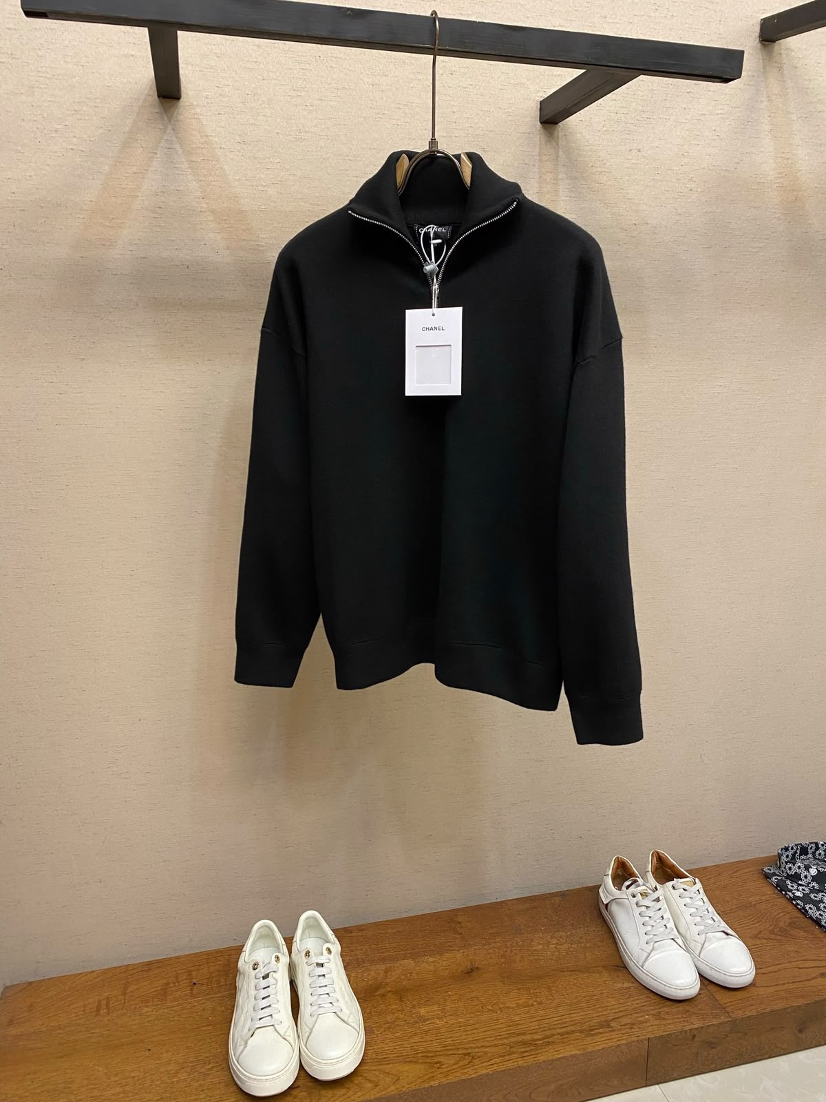 Chanel Cotton and Wool Knit Quarter-Zip Sweater