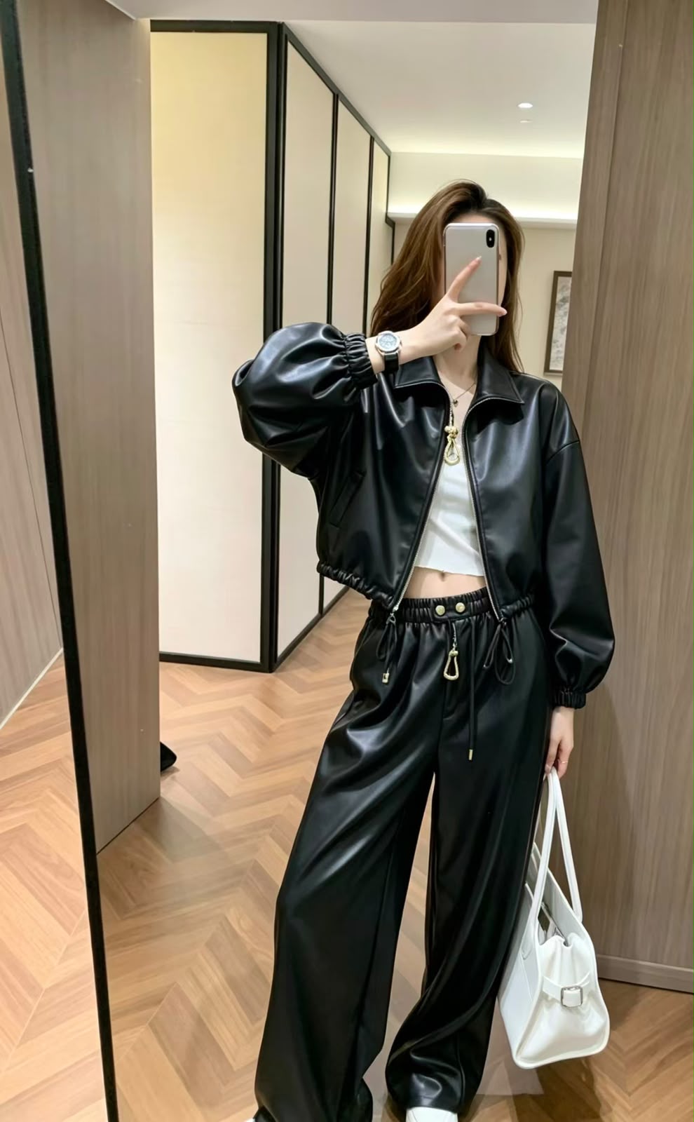 Maison Schiaparelli technical satin matching set