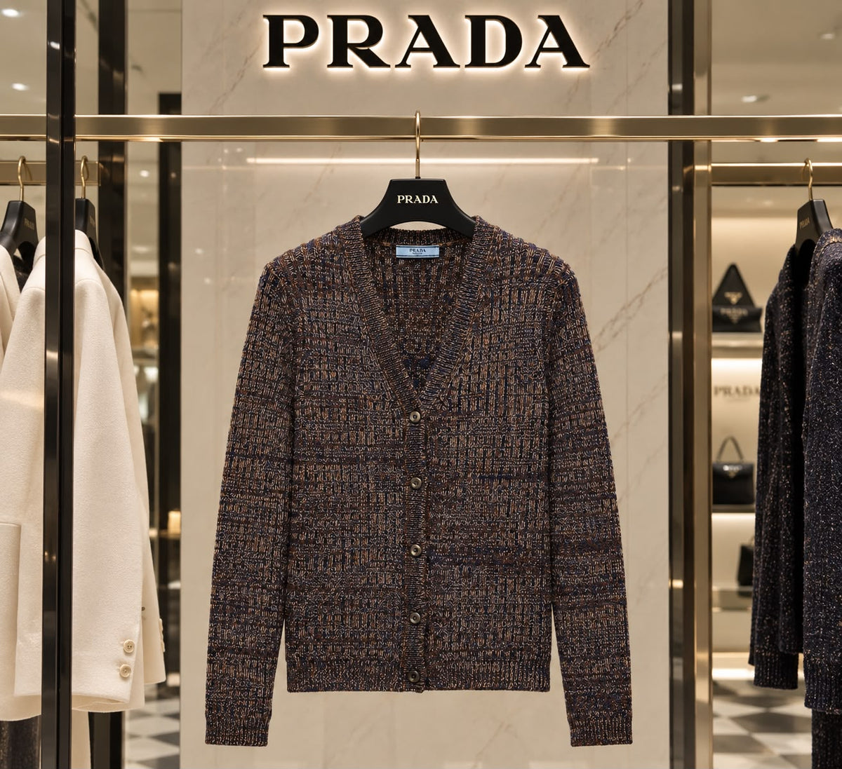 Prada rib-knit V-neck cardigan