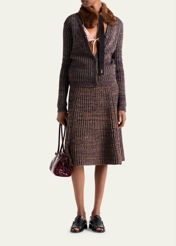 Prada rib-knit V-neck cardigan