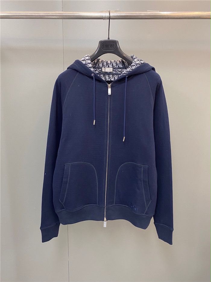 Dior Men Hooded Track Jacket in Cotton and Cashmere Knit