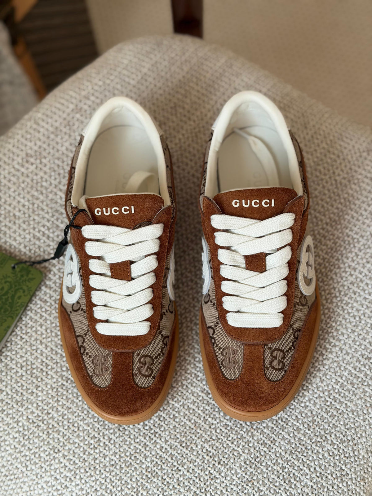 Gucci G75 Suede and GG Canvas Sneakers
