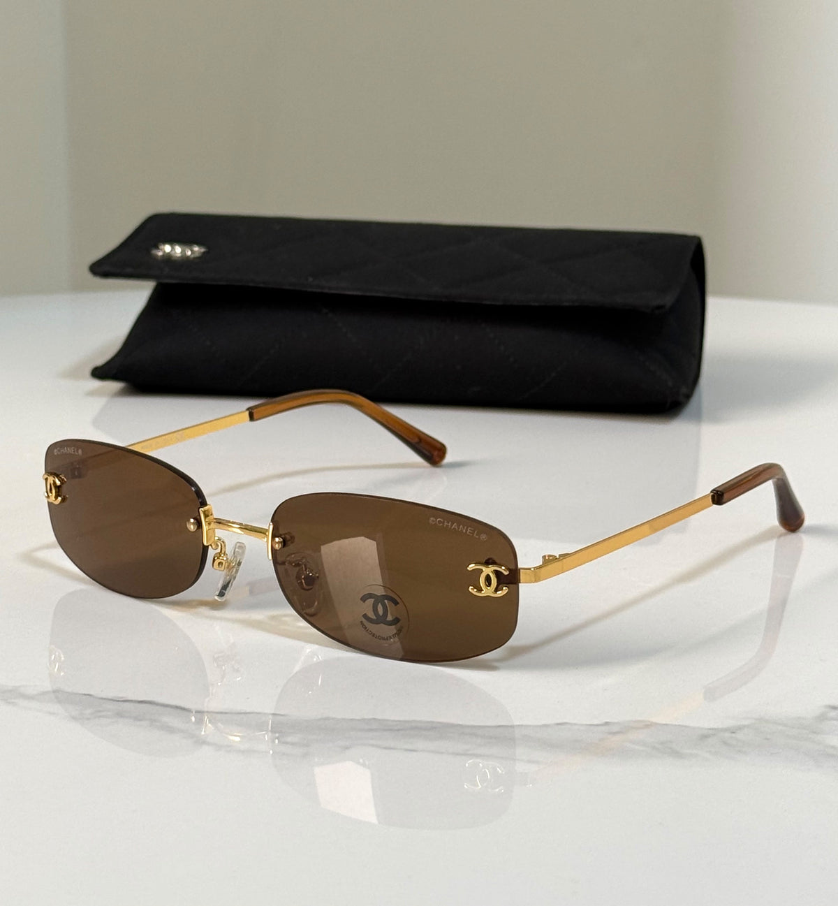 Chanel CC Logo Rimless Sunglasses