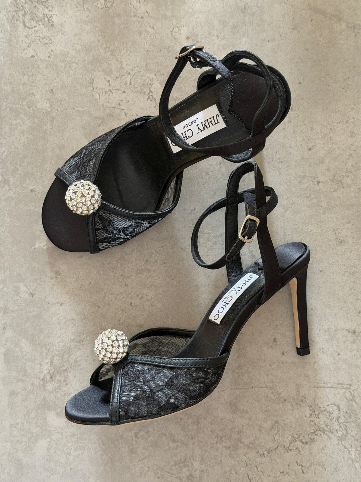 Jimmy Choo Sacora Sandals with Crystal-Embellished Sphere