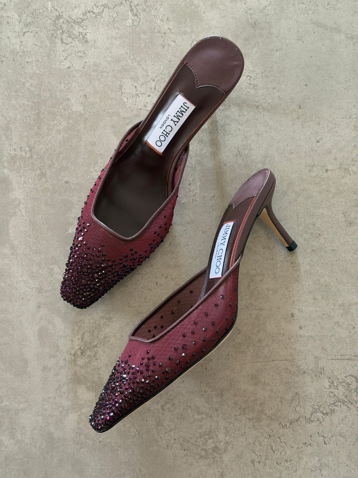 Jimmy Choo Vivi Crystal-Embellished Mesh Mule